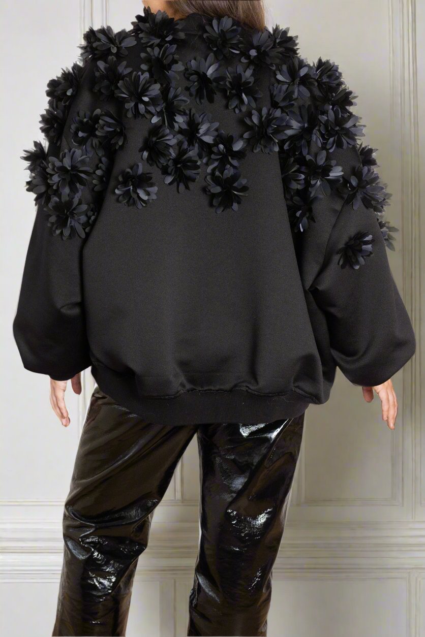 Camomile floral appliqué bomber jacket