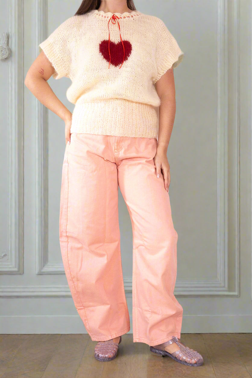 Mohair knitted top with heart motif