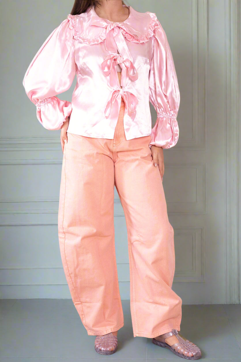 Satin bow blouse