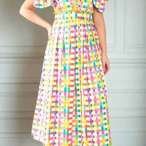 Curazao bright check dress