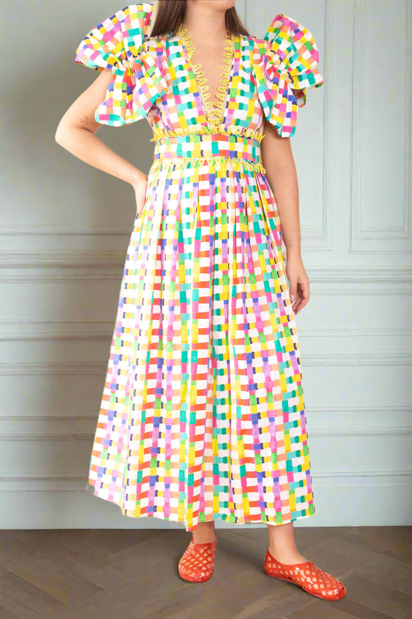 Curazao bright check dress