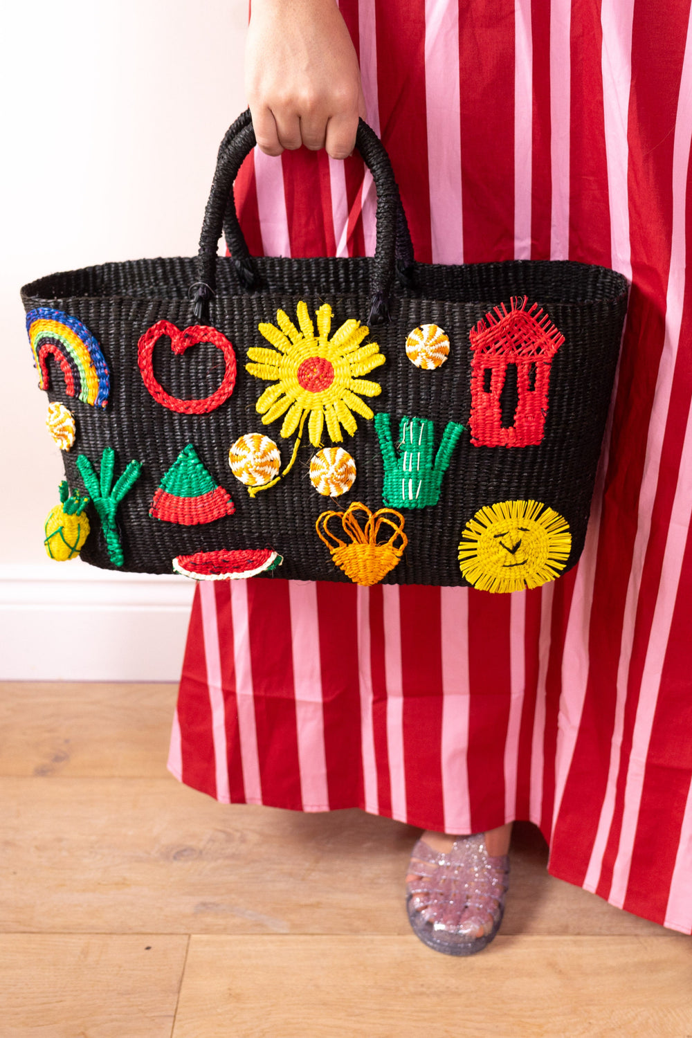 Black Emoji woven bag