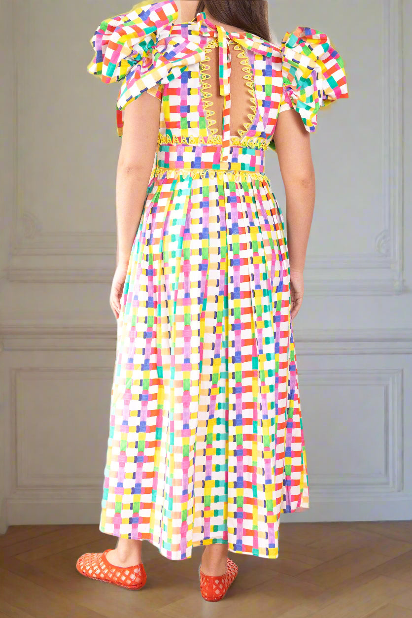 Curazao bright check dress