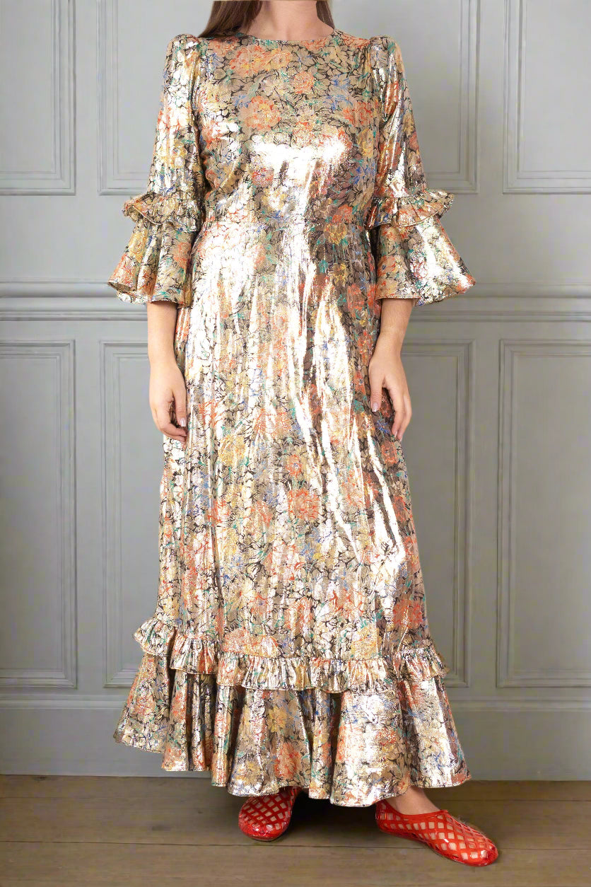 Ginger metallic brocade dress
