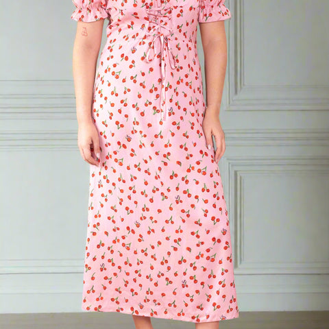 Flo cherry milk maid dress