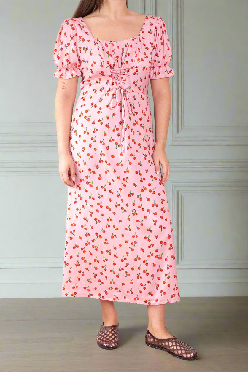 Flo cherry milk maid dress