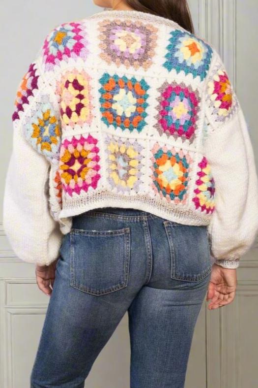 Handmade cardigan with crochet and lurex-Savoir