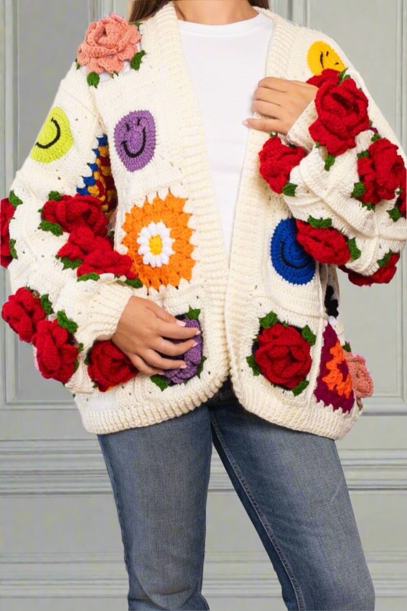 Smiley patchwork cardigan-Savoir