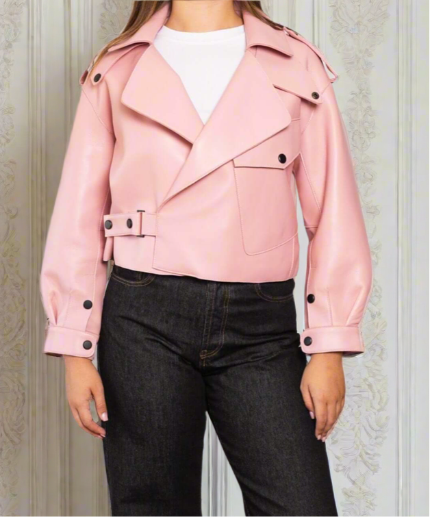 Pink leather Jacket