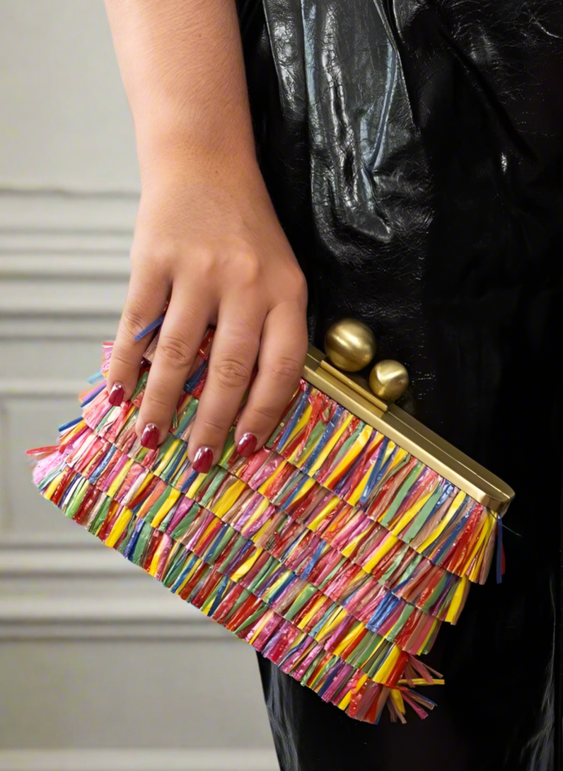 Carlita Carnival rainbow clutch