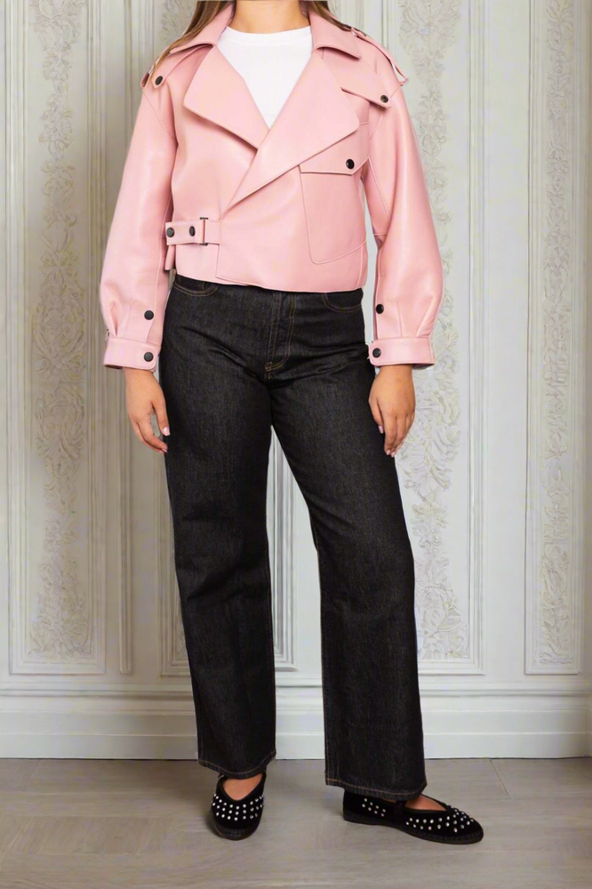 
                  
                    Pink leather Jacket
                  
                