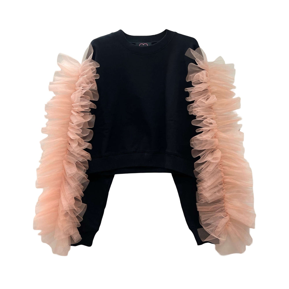 Sweatshirt with Tulle Sleeves-Savoir