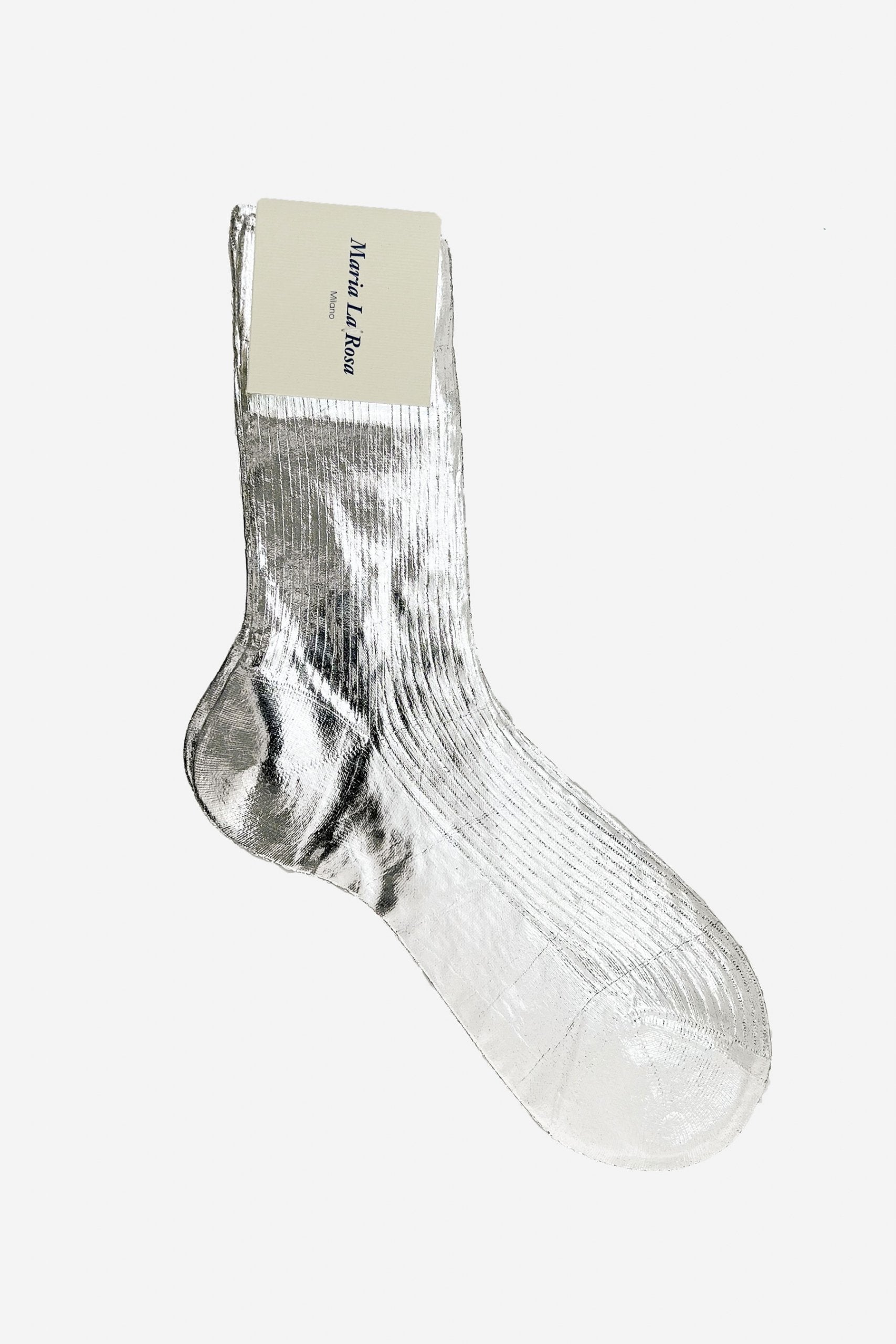 Silver Ribbed laminated sock