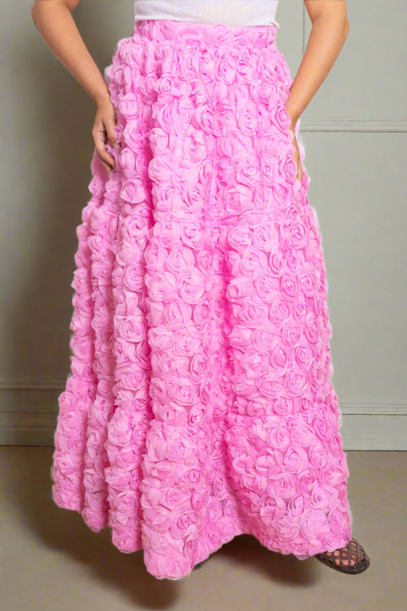 Rose floral maxi skirt