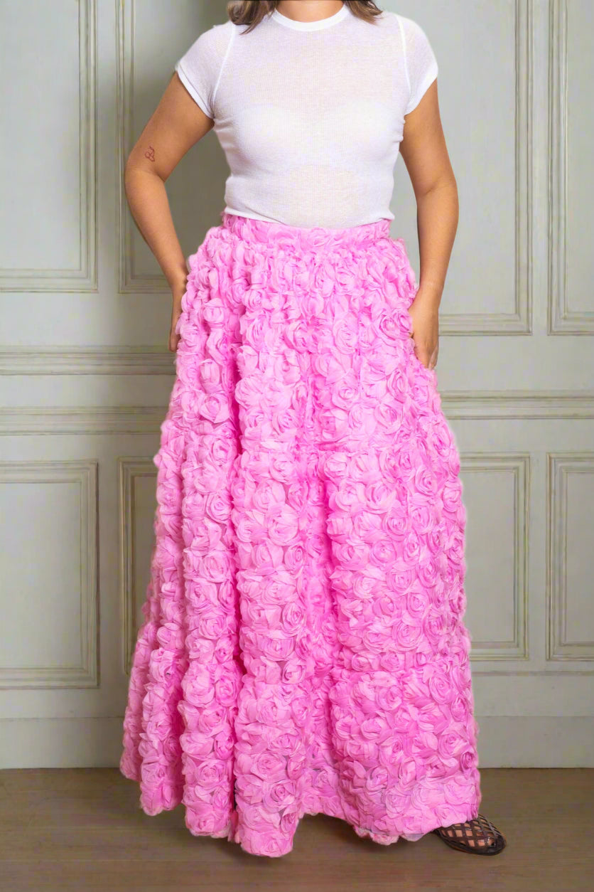 Rose floral maxi skirt
