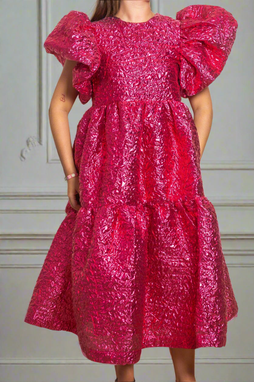 Metallic tiered party dress