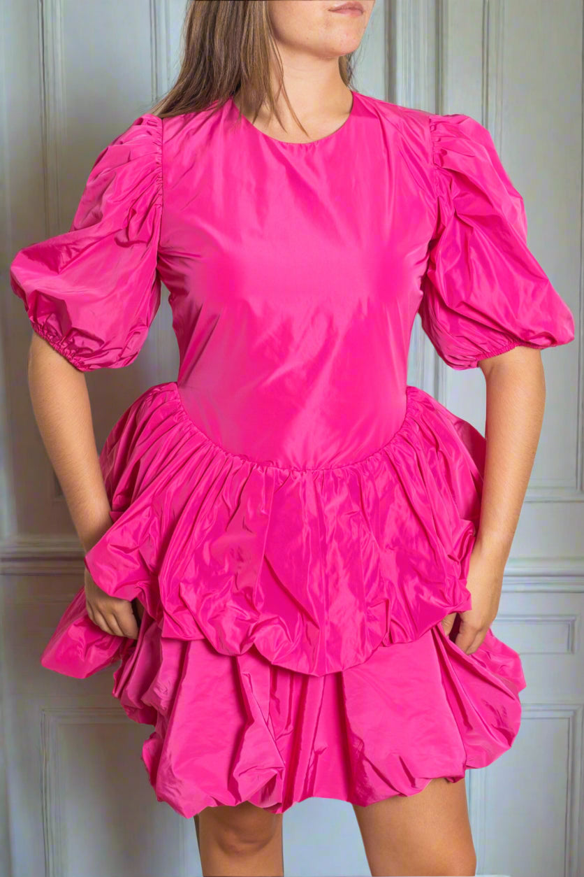 Ruffle taffeta dress