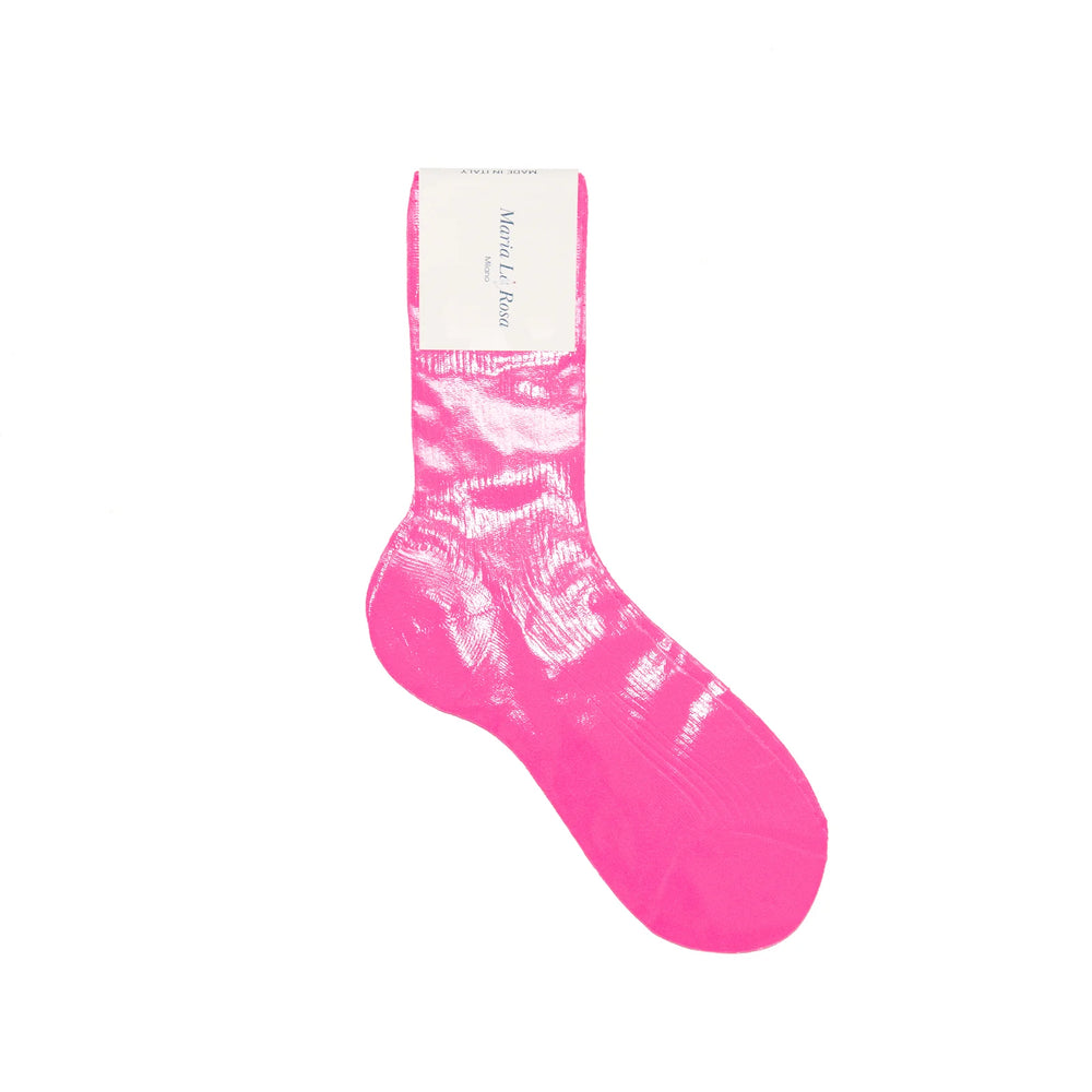 Pink Fluo Ribbed laminated sock – Savoir