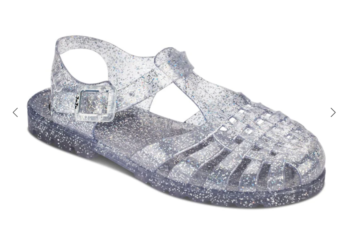 
                  
                    The Reilly jelly shoe in silver glitter
                  
                
