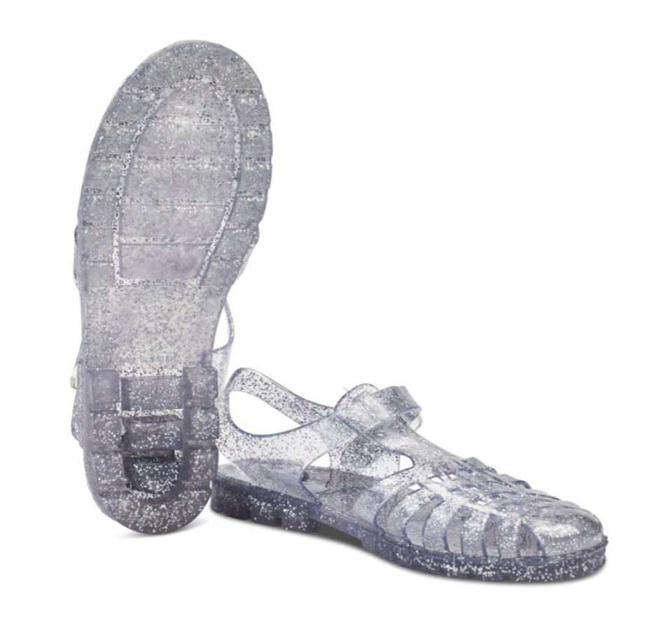 
                  
                    The Reilly jelly shoe in silver glitter
                  
                